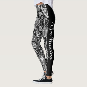 Aangepast, zwart Paisley White Leggings