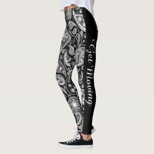 Aangepast, zwart Paisley White Leggings (Links)
