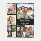 Aangepast zwart Photo Collage Script Fleece Deken (Voorkant)