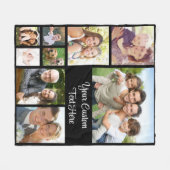 Aangepast zwart Photo Collage Script Fleece Deken (Voorkant (Horizontaal))