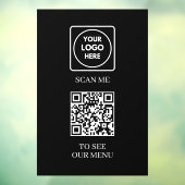 Aangepast zwart QR-menu | Contactloos modern displ Raamsticker (Vel 3)