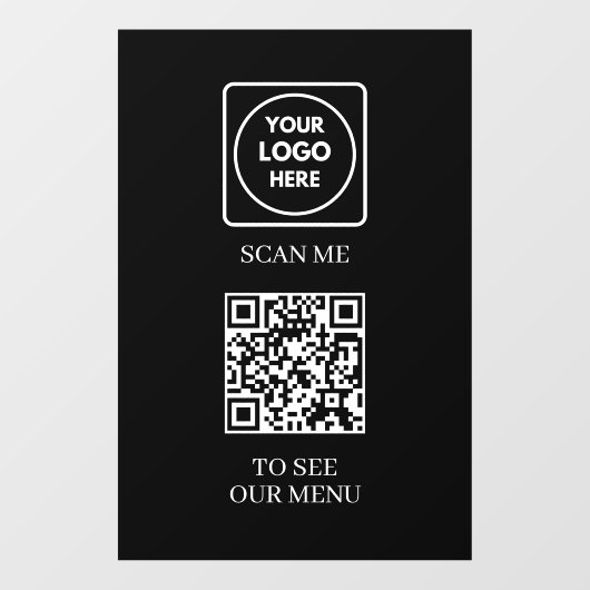 Aangepast zwart QR-menu | Contactloos modern displ Raamsticker (Vel)