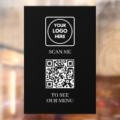 Aangepast zwart QR-menu | Contactloos modern displ Raamsticker (Vel 2)