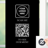 Aangepast zwart QR-menu | Contactloos modern displ Raamsticker (Huis)