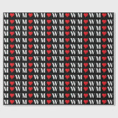 Aangepast zwart rood hart, moderne initialen cadeaupapier (Vlak)