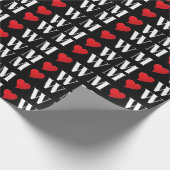 Aangepast zwart rood hart, moderne initialen cadeaupapier (Hoek)