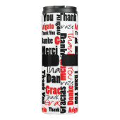 Aangepast zwart-rood-meertalig bedankt Word Cloud Thermosbeker (Achterkant)