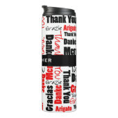 Aangepast zwart-rood-meertalig bedankt Word Cloud Thermosbeker (Geroteerd rechts)