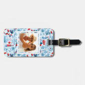 Aangepast zwart rood wit en blauw fotopatroon bagagelabel (Voorkant horizontaal)