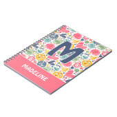 Aangepast zwart roze donkerblauw kunstpatroon notitieboek (Linkerzijde)