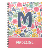 Aangepast zwart roze donkerblauw kunstpatroon notitieboek (Voorkant)