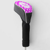 Aangepast zwart, roze en wit monogram opvallend zw golfheadcover (Schuin)