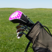 Aangepast zwart, roze en wit monogram opvallend zw golfheadcover (Insitu)