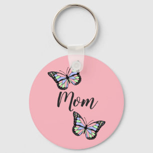 Aangepast zwart script met Butterflies op Roze Sleutelhanger