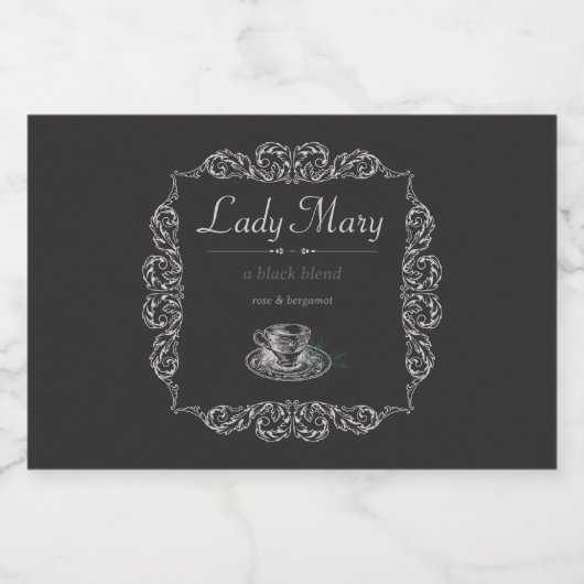  aangepast zwart theelabel voedselcontainer etiket (Enkel label)