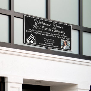 Aangepast zwart vastgoedbedrijf makelaar marketing spandoek