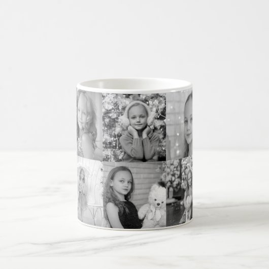 Aangepast zwart-wit 10 herinneringen fotocollage magische mok (Center)