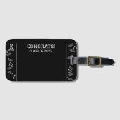 Aangepast zwart-wit Afstuderen Bagagelabel (Voorkant (horizontaal))