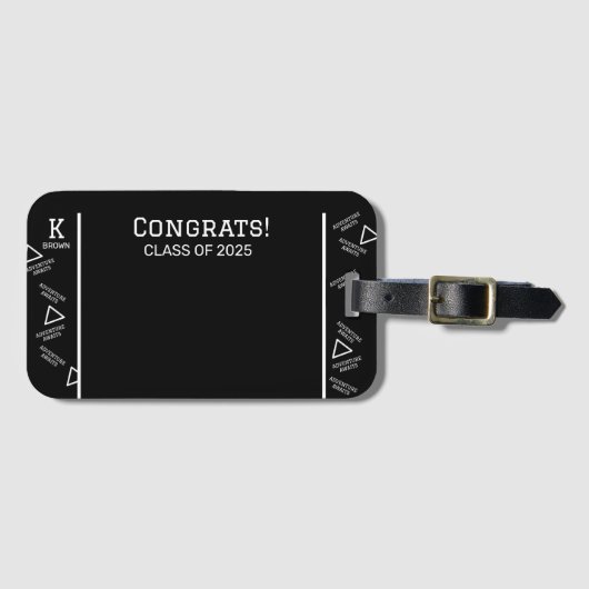 Aangepast zwart-wit Afstuderen Bagagelabel (Voorkant (horizontaal))