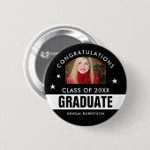 Aangepast zwart-wit Afstuderen Foto Button (Voorkant /achterkant)