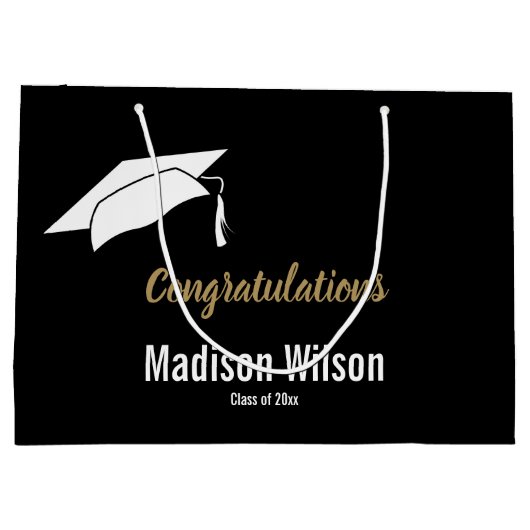 Aangepast zwart-wit Afstuderen gefeliciteerd Groot Cadeauzakje (Achterkant)