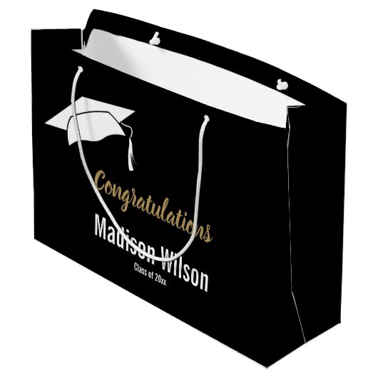 Aangepast zwart-wit Afstuderen gefeliciteerd Groot Cadeauzakje (Achterkant Gekanteld)
