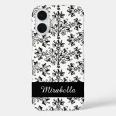 Aangepast zwart-wit bloemmotief Case-Mate iPhone case (Achterkant)