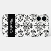 Aangepast zwart-wit bloemmotief Case-Mate iPhone case (Achterkant (horizontaal))