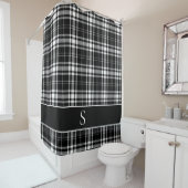 Aangepast zwart-wit buffel Controleer Tartan Monog Douchegordijn (In situ)