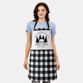 Aangepast zwart-wit buffel geplakt gezinscabine schort (Gedragen)