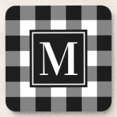 Aangepast zwart-wit buffelmonogram bier onderzetter (Voorkant)