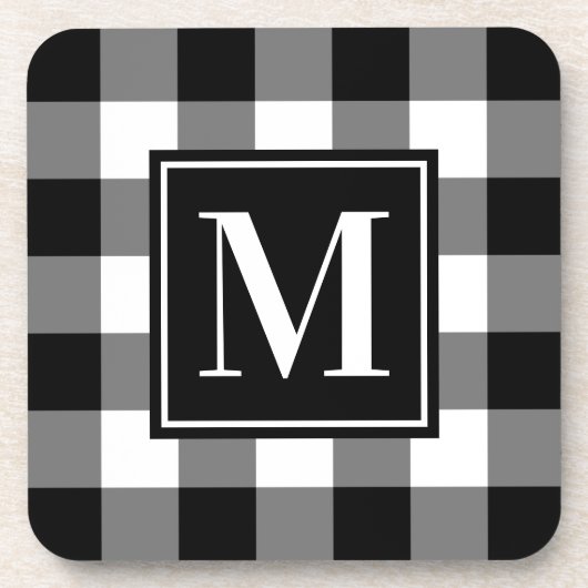 Aangepast zwart-wit buffelmonogram bier onderzetter (Voorkant)