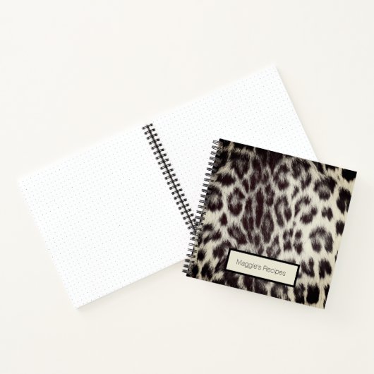 Aangepast zwart wit Cheetah Leopard-printerrecept Notitieboek (Binnen)