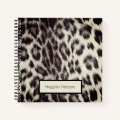 Aangepast zwart wit Cheetah Leopard-printerrecept Notitieboek (Voorkant)
