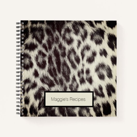 Aangepast zwart wit Cheetah Leopard-printerrecept Notitieboek (Voorkant)