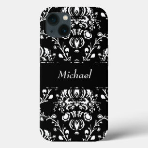 Aangepast zwart-wit Damask Case-Mate iPhone Case