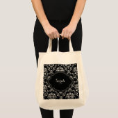 Aangepast zwart-wit Damask Tote Bag (Voorkant (product))