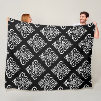 Aangepast zwart-wit damastpatroon fleece deken