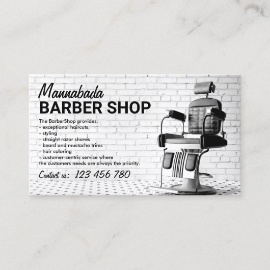 Aangepast zwart wit en foto van Barbershop Visitekaartje (Voorkant)