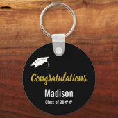 Aangepast zwart wit en goudAfstuderen Sleutelhanger (Voorkant)