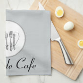 Aangepast zwart, wit en grijs zilverwerk ontwerp theedoek (Quarter Fold)