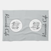 Aangepast zwart, wit en grijs zilverwerk ontwerp theedoek (Horizontaal)