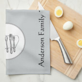 Aangepast zwart, wit en grijs zilverwerk ontwerp theedoek (Quarter Fold)