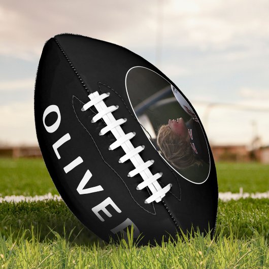 Aangepast zwart-wit Football met naam en foto