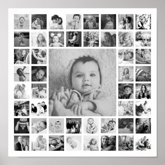 Aangepast zwart-wit fotocollage op maat poster (Voorkant)