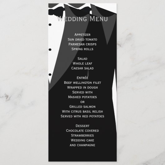 Aangepast zwart-wit gay trouwmenu menu (Voorkant)