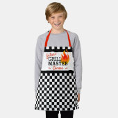 Aangepast zwart-wit gecheckt vlaggenpatroon schort (Gedragen)