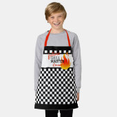 Aangepast zwart-wit gecheckt vlaggenpatroon schort (Gedragen)