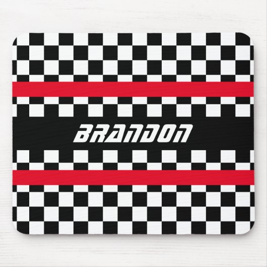 Aangepast zwart wit gecheckt vlagpatroon controler muismat (Voorkant)