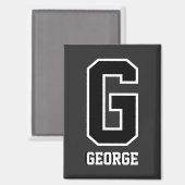 Aangepast zwart-wit gepersonaliseerd monogram magneet (Voorkant / Achterkant)